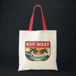 Key West Florida Retro Embleem Tote Bag<br><div class="desc">Key West vector art ontwerp. Key West is een eilandstad in de Verenigde Staten en maakt deel uit van de Florida Keys-archipel.</div>