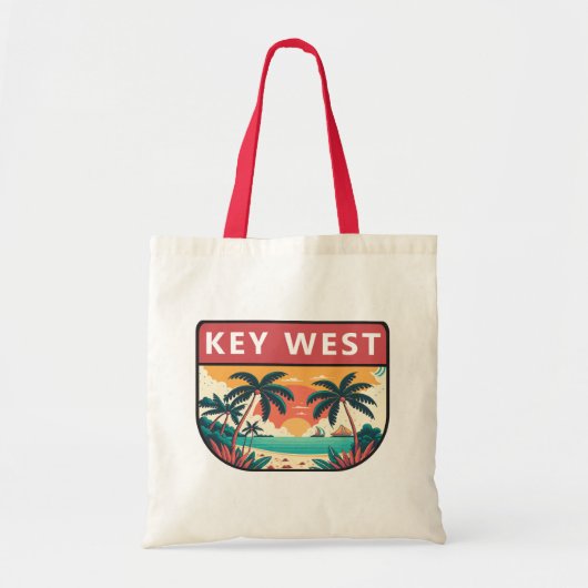 Key West Florida Retro Embleem Tote Bag (Voorkant)