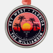 Key West Florida Retro Sunset Palm Tree 60s Metalen Ornament (Voorkant)