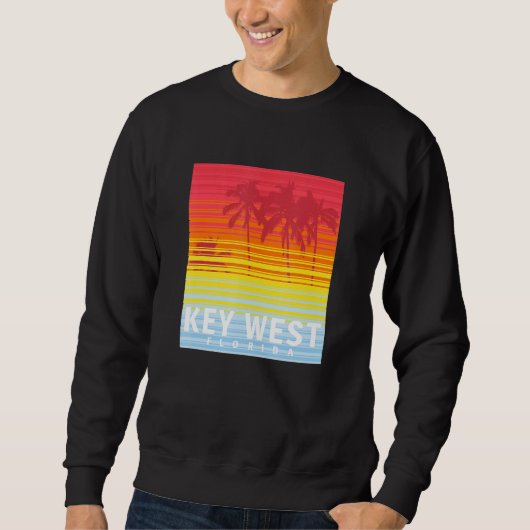 Key West Florida Retro Sunset Palm Trees Trui (Voorkant)
