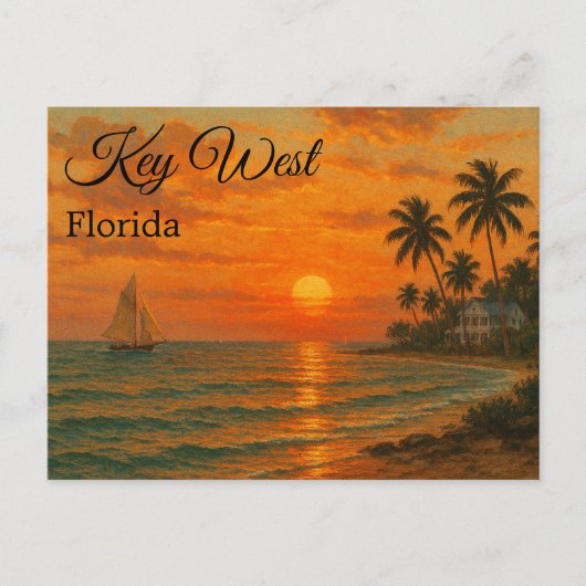 Key West, Florida Retro Travel Tourism Briefkaart (Voorkant)