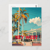 Key West Florida retro vintage Briefkaart (Voorkant / Achterkant)