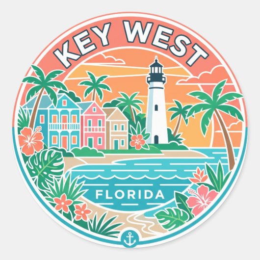 Key West, Florida Ronde Sticker (Voorkant)
