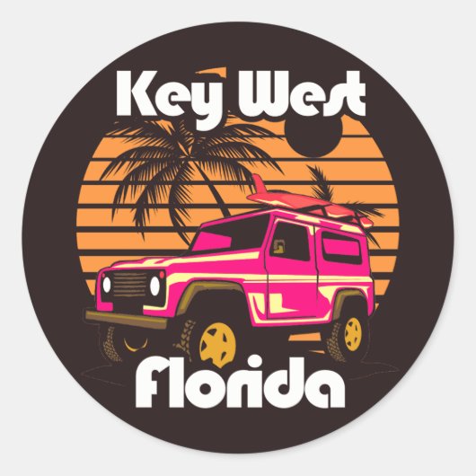 Key West Florida Ronde Sticker (Voorkant)