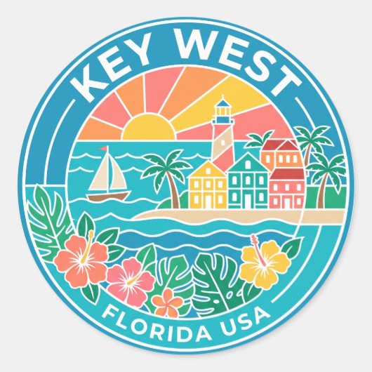 Key West Florida Ronde Sticker (Voorkant)
