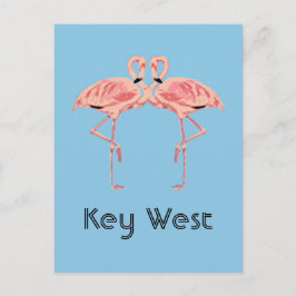 Key West Florida Roze Flamingo Koppel Briefkaart