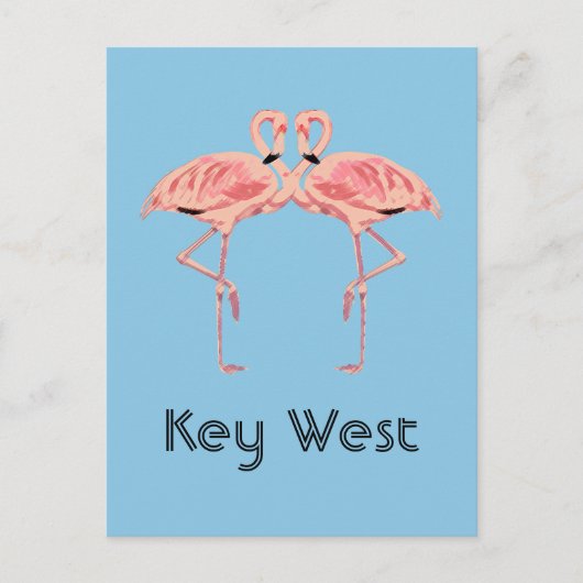 Key West Florida Roze Flamingo Koppel Briefkaart (Voorkant)