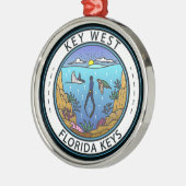 Key West Florida Scuba Retro Embleem Metalen Ornament (Links)