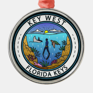 Key West Florida Scuba Retro Embleem Metalen Ornament