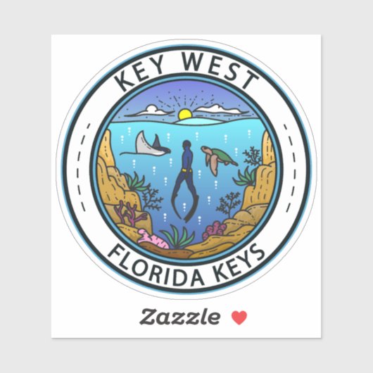 Key West Florida Scuba Retro Embleem Sticker (Vel)