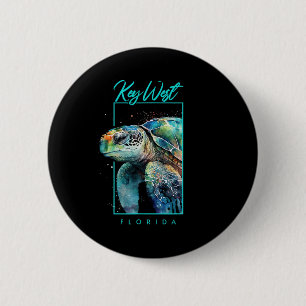 Key West Florida Souvenir Waterkleur Schildpad Po Ronde Button 5,7 Cm