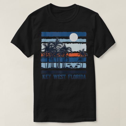 Key West Florida Summer Travel 80 s Beach S T-shirt (Design voorkant)