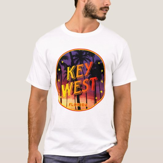 Key West, Florida sunset and palmtree T-shirt (Voorkant)