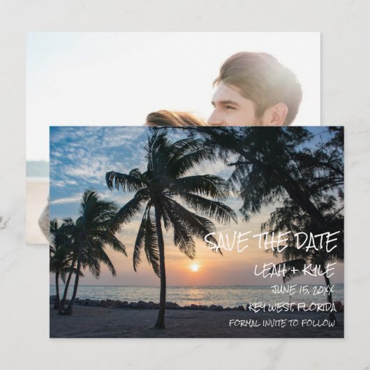 Key West, Florida Sunset Destination Wedding Save The Date (Voorkant / Achterkant)