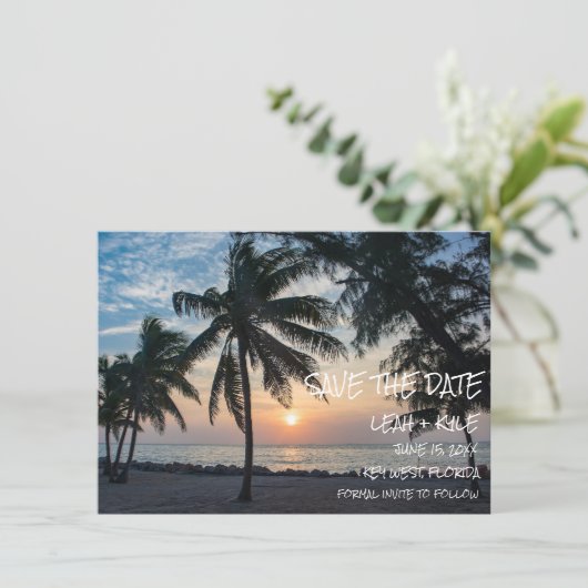 Key West, Florida Sunset Destination Wedding Save The Date (Staand voorkant)