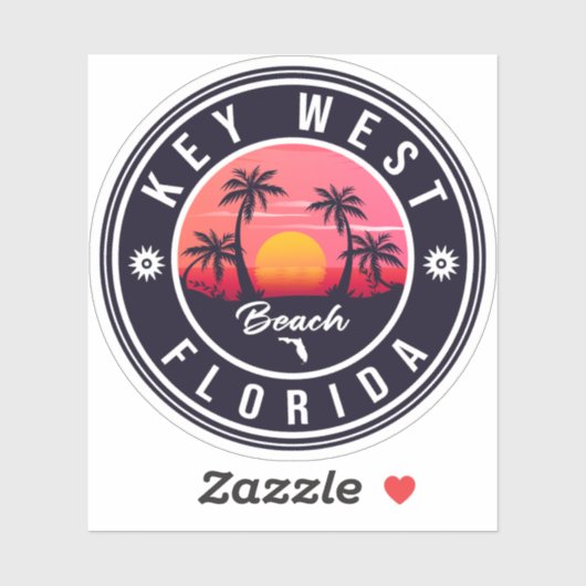 key west Florida Sunset Vacation Souvenirs Sticker (Vel)