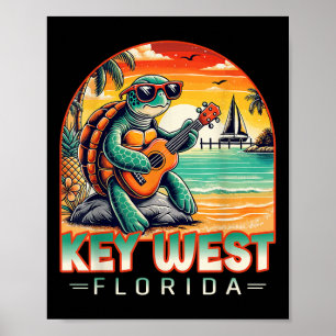 Key West Florida T-shirt Schildpad Tropisch Strand Poster