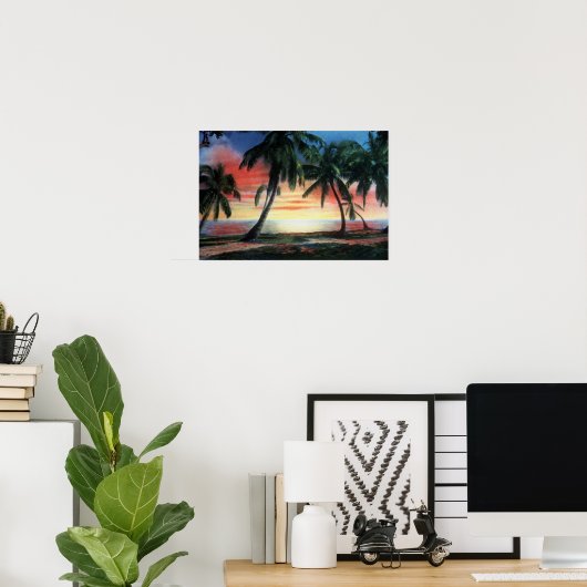 Key West Florida Tropical Sunset Poster (Thuiskantoor)