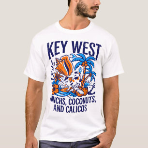 Key West Florida Tropische Kat Sint-Jakobsschelpen T-shirt