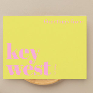 Key West Florida typografisch geel  Briefkaart