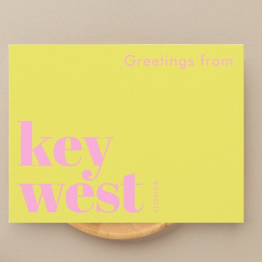 Key West Florida typografisch geel  Briefkaart