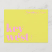 Key West Florida typografisch geel  Briefkaart (Voorkant)