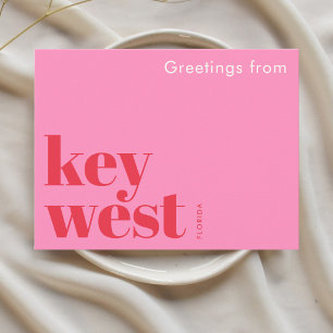 Key West Florida typografische roze Briefkaart