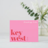 Key West Florida typografische roze Briefkaart (Staand voorkant)