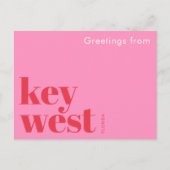 Key West Florida typografische roze Briefkaart (Voorkant)