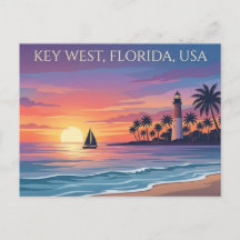 Key West Florida USA Zonsondergang Reisansichtkaar