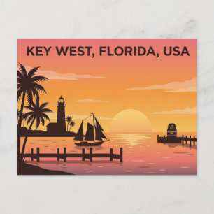 Key West Florida USA Zonsondergang Reisansichtkaar Briefkaart