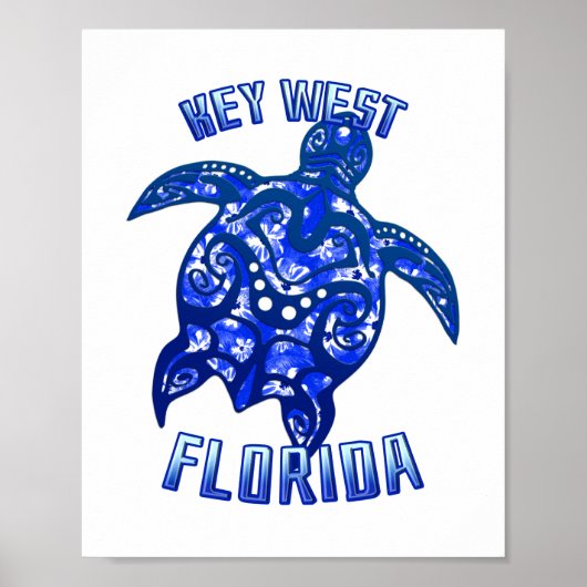 Key West Florida Vacation Tribal Turtle Poster (Voorkant)