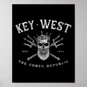 Key West Florida Vintage Poseidon Poseidon Conch R Poster