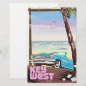 Key West Florida vintage reisposter Briefpapier (Voorkant / Achterkant)
