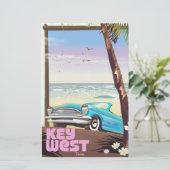 Key West Florida vintage reisposter Briefpapier (Staand voorkant)
