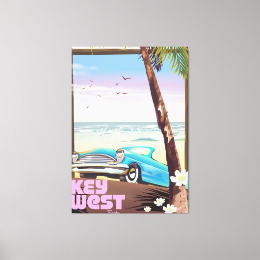 Key West Florida vintage reisposter Canvas Afdruk (Voorkant)