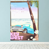 Key West Florida vintage reisposter Canvas Afdruk (Insitu (Houten vloer))