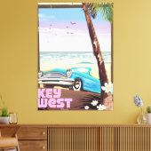 Key West Florida vintage reisposter Canvas Afdruk (Insitu (Woonkamer))