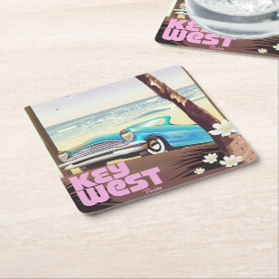 Key West Florida vintage reisposter Kartonnen Onderzetters