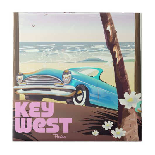 Key West Florida vintage reisposter Tegeltje (Voorkant)