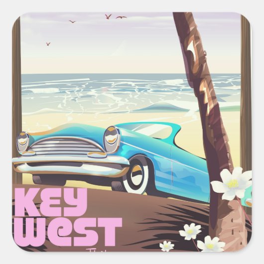 Key West Florida vintage reisposter Vierkante Sticker (Voorkant)