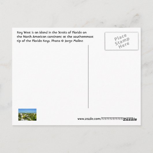 Key West, Florida, VS Briefkaart (Achterkant)
