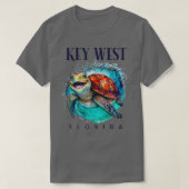 Key West Florida Waterverf Happy Zee Turtle T-shirt (Design voorkant)