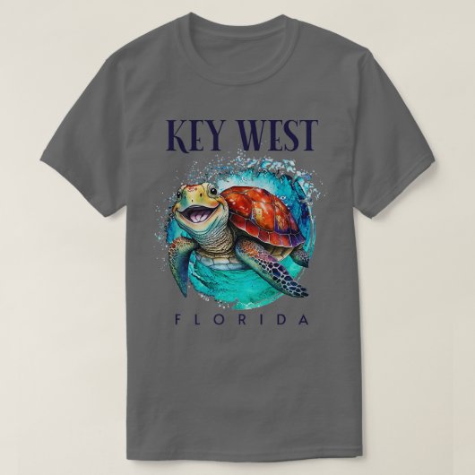 Key West Florida Waterverf Happy Zee Turtle T-shirt (Design voorkant)