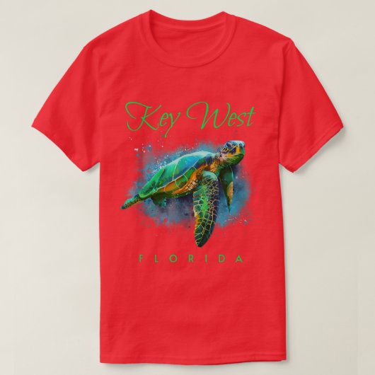 Key West Florida Waterverf Zee Turtle T-shirt (Design voorkant)