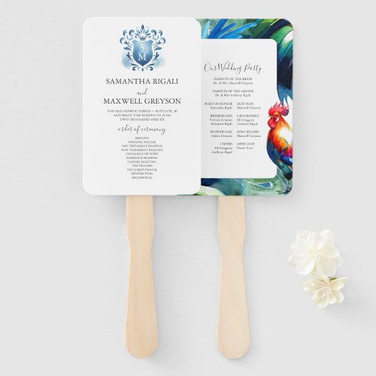 Key West Florida Wedding Program Handwaaier (Voorkant en achterkant)
