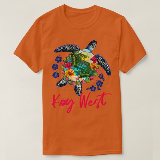Key West Florida Zee Turtle Hibiscus Summer Vacat T-shirt (Design voorkant)