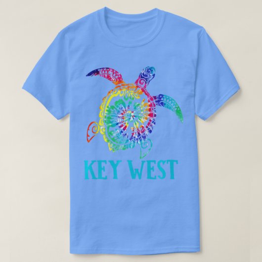Key West Florida Zee Turtle Hibiscus Tie Dye Summe T-shirt (Design voorkant)