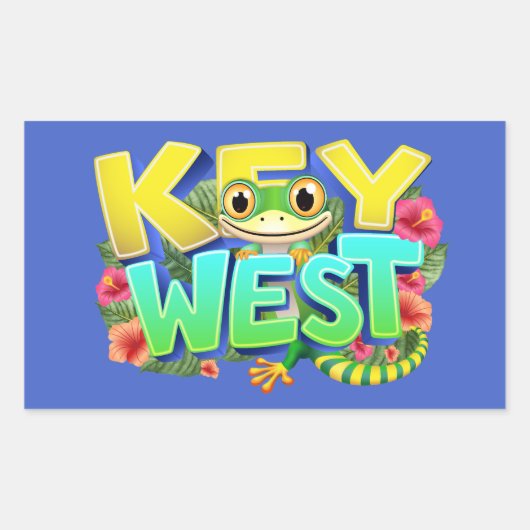 Key West Gecko Florida Rechthoekige Sticker (Voorkant)