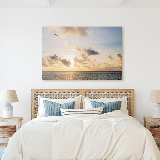 Key West Golden Sunset met vogelvlucht Canvas Afdruk